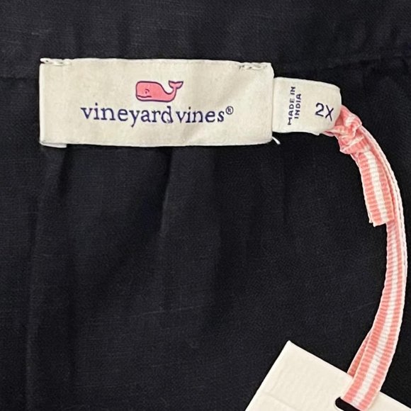 Vineyard Vines 2X Navy Linen Ruffle Sleeve Bathing Suit Swim Coverup NWT - Picture 5 of 8